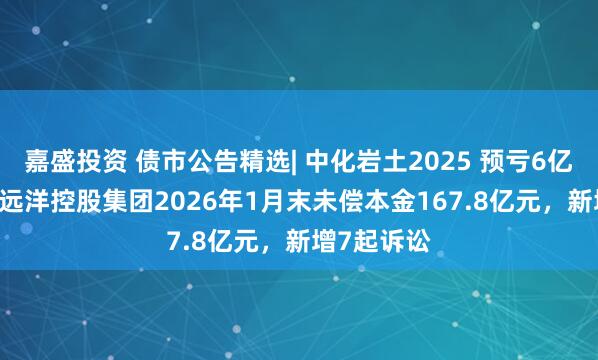 嘉盛投资 债市公告精选| 中化岩土2025 预亏6亿-8亿元 ；远洋控股集团2026年1月末未偿本金167.8亿元，新增7起诉讼